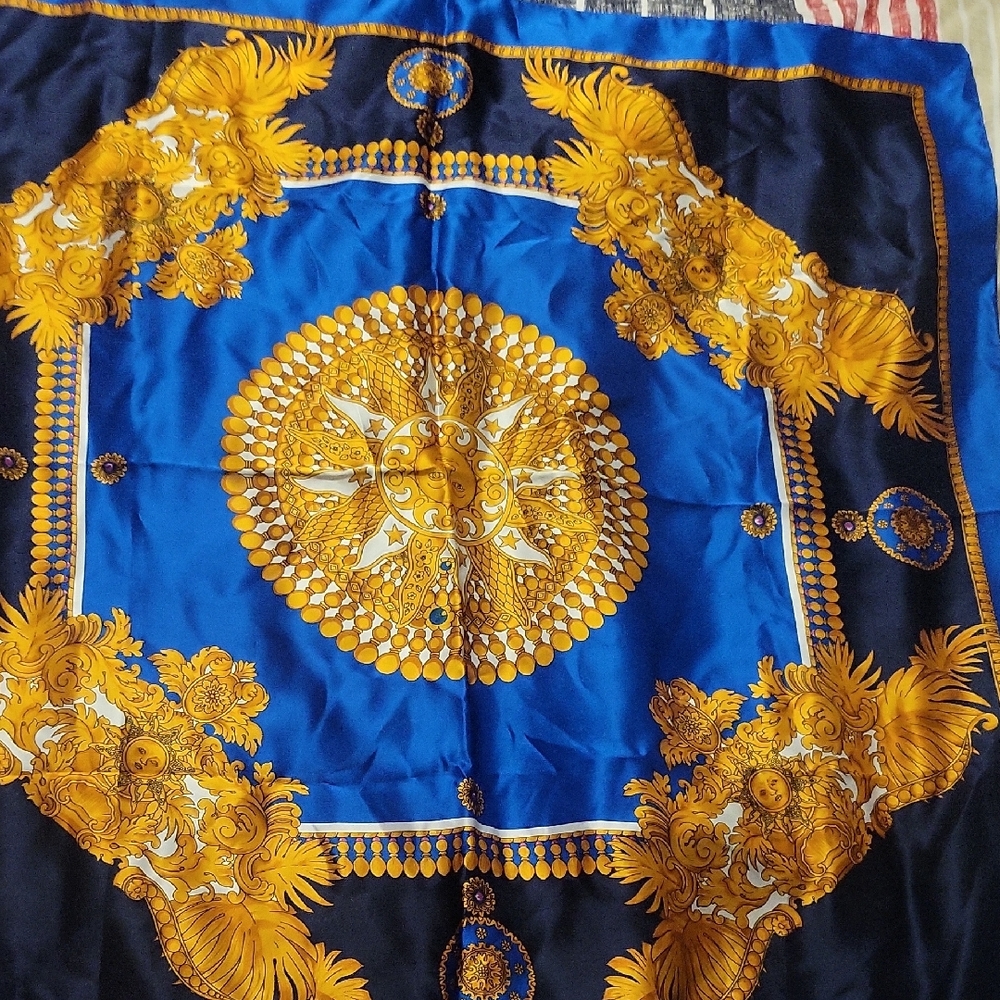 Elegant Blue and Gold Scarf